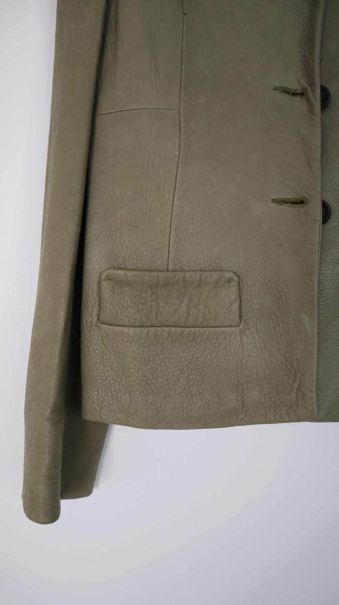 Opifix Jacke Lederjacke 36 S I Maestri Olivgrün Leder Hellgrün – Bild 5